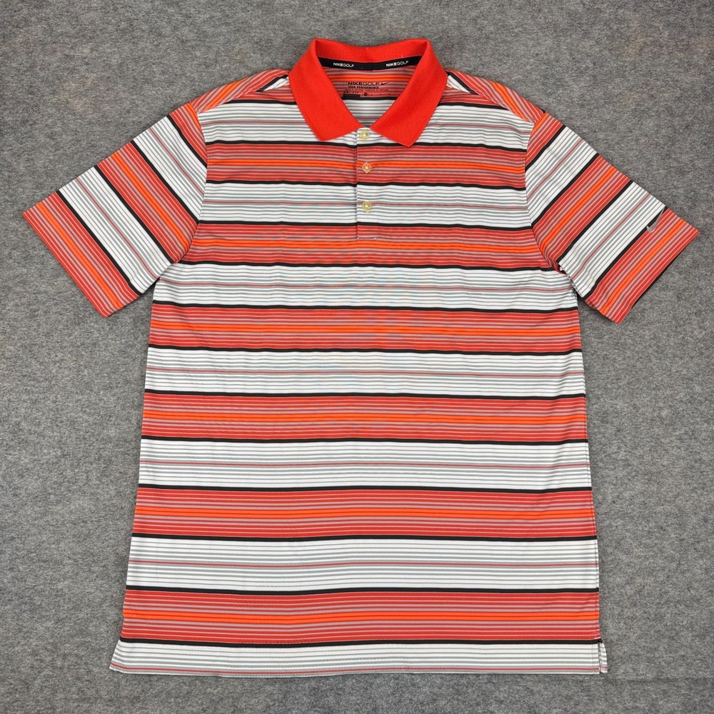Nike Golf Tour Performance Victory Stripe‎ Polo Shirt Orange Mens Medium M